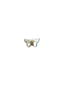 14ct White Gold Diamond Black Opal Brooch