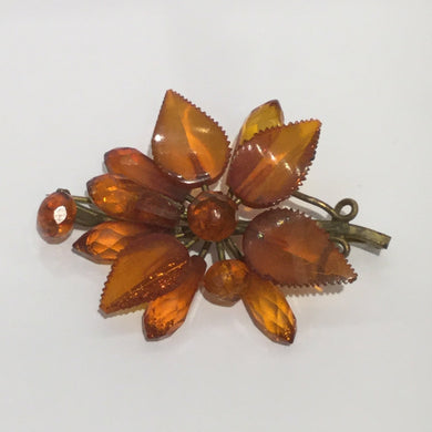 Vintage Natural Baltic Amber Floral Brooch