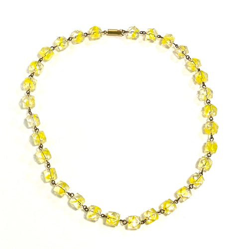 Vintage Yellow Crystal Art Deco Necklace