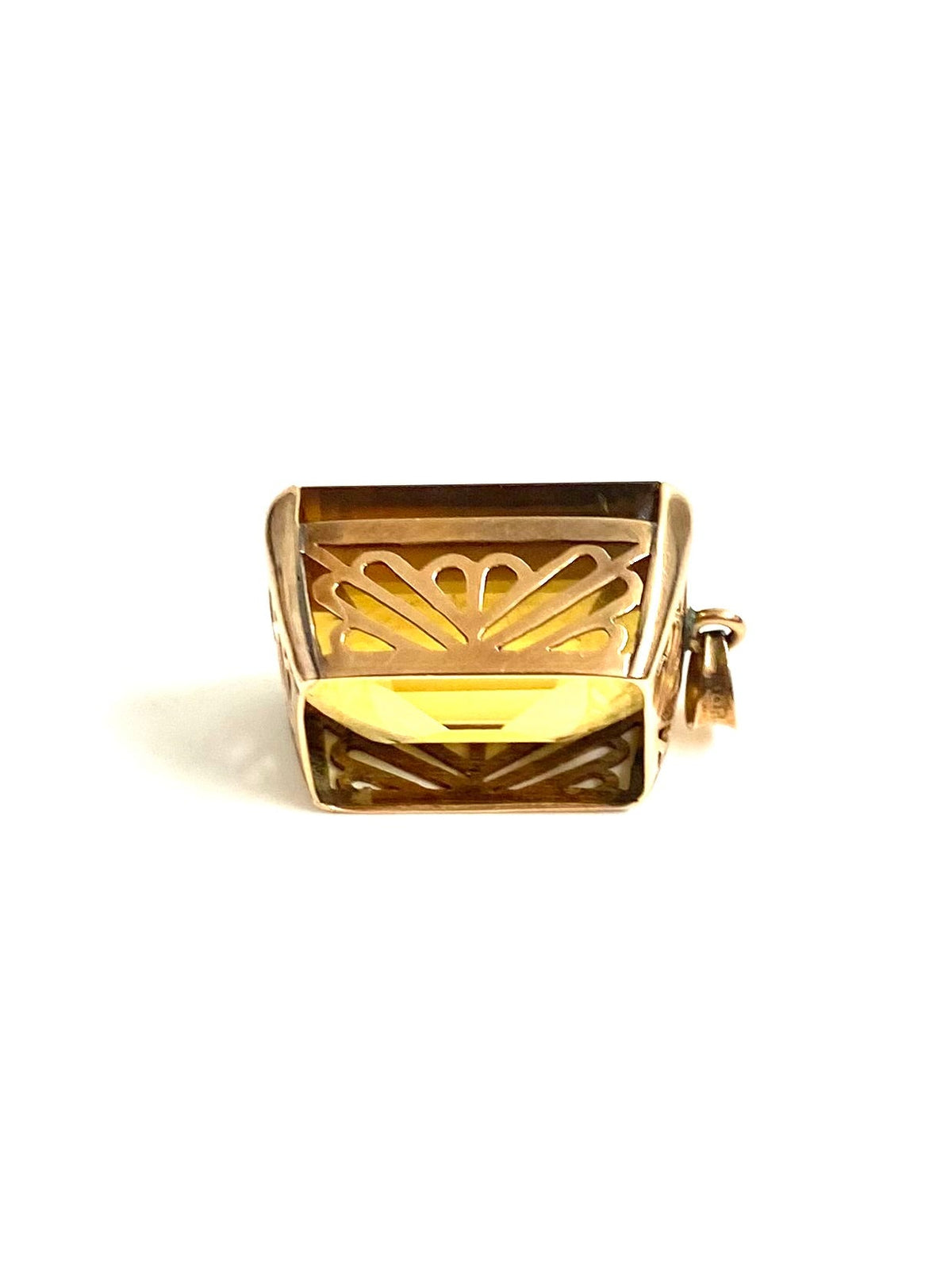 9ct Gold Rectangle Citrine Pendant