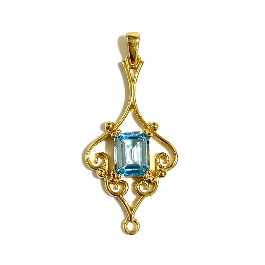 Sterling Silver Gold Plated Blue Topaz Pendant