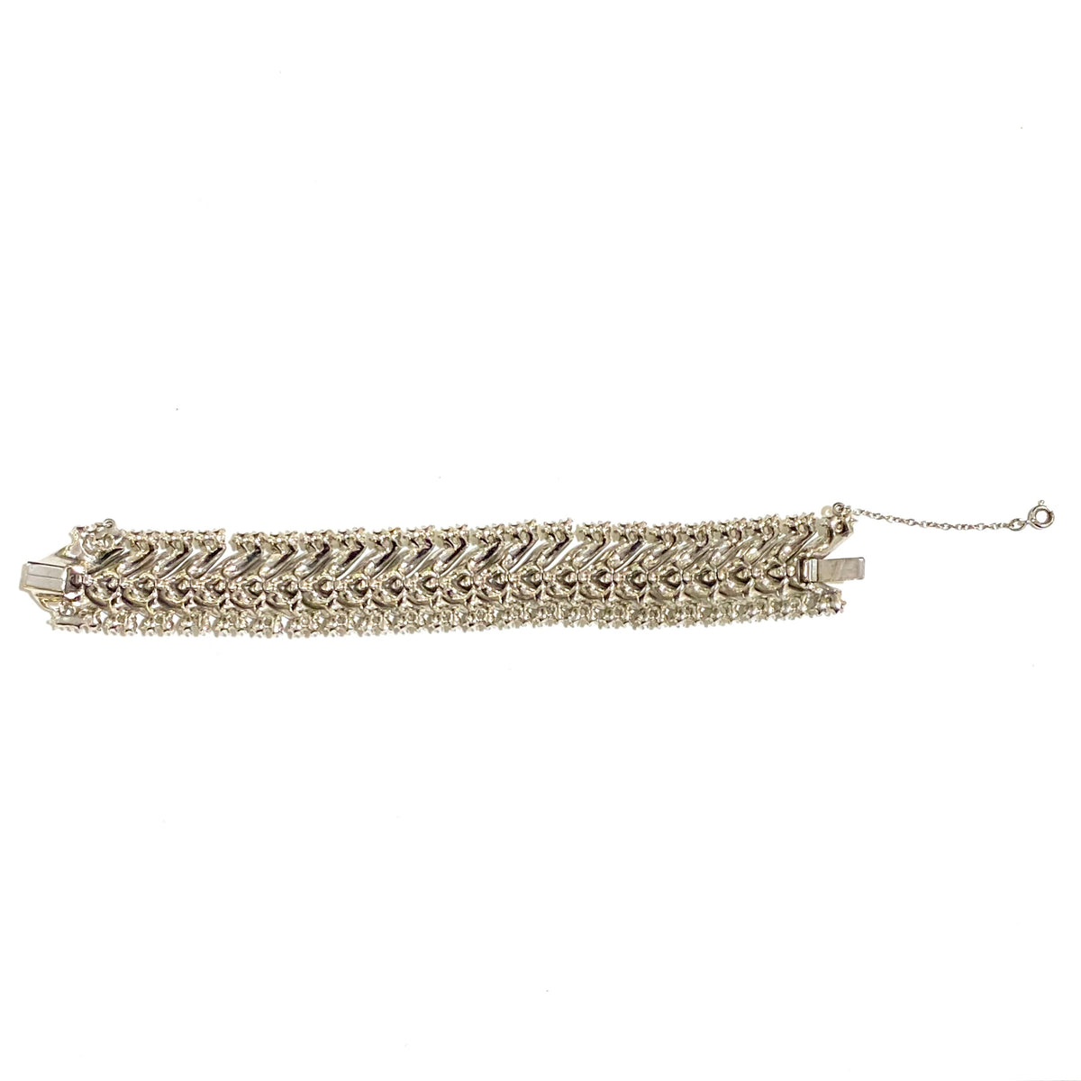 Vintage Crystal Bracelet with Silver Safety Chain