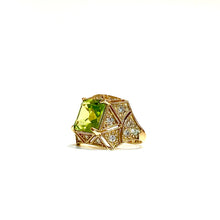 9ct Yellow Gold 3.95ctw Peridot and Diamond Ring