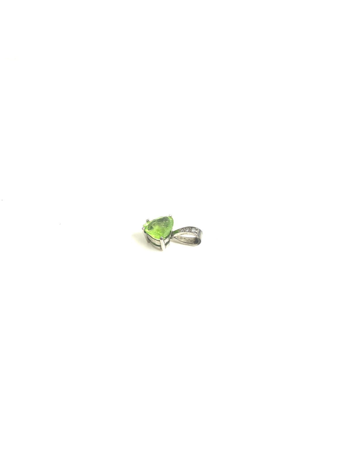 9ct White Gold Peridot and Diamond Pendant