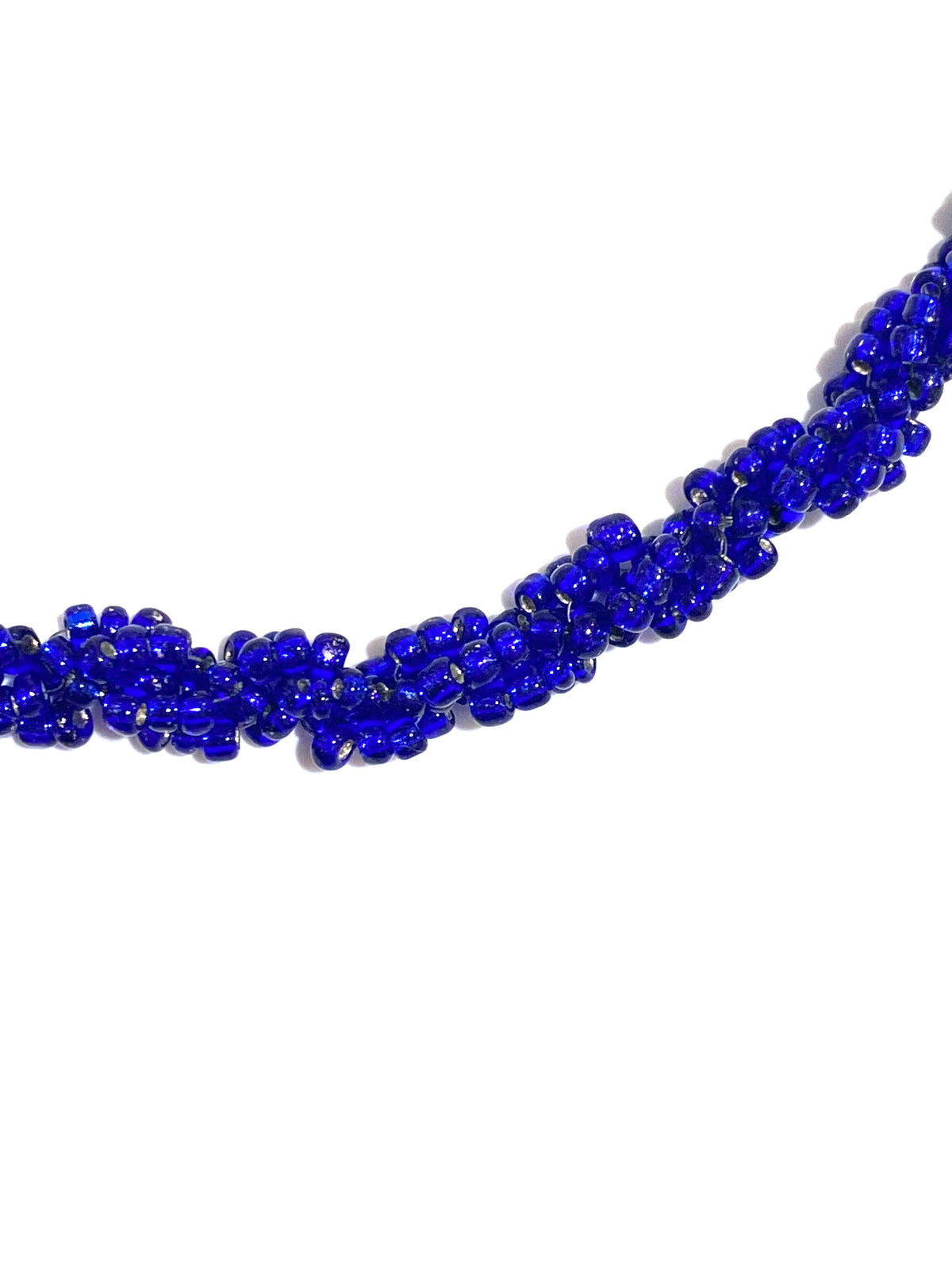 Cobalt Blue Gloss Bead Twisted Necklace