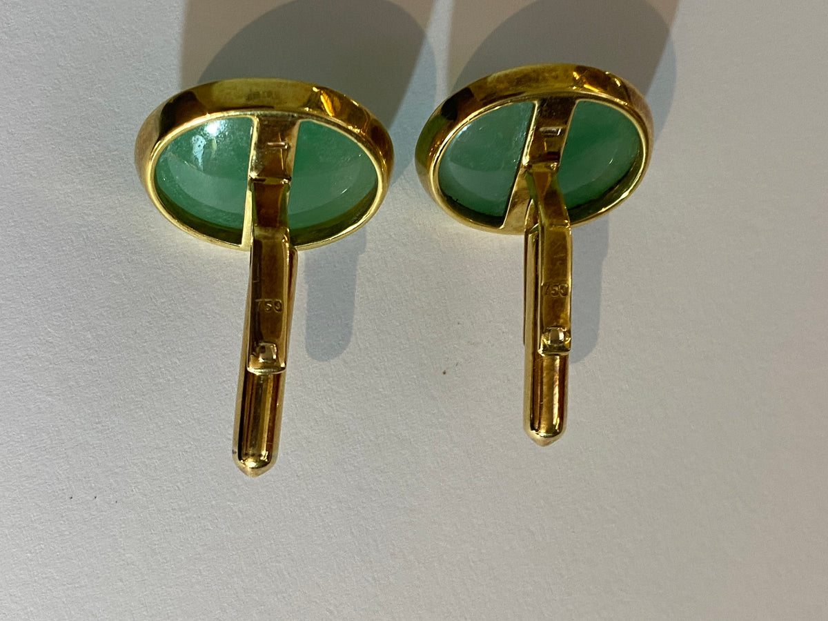18ct Yellow Gold Cabochon Jadeite Cufflinks