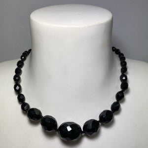 Antique Whitby Jet Graduated Beaded Necklace