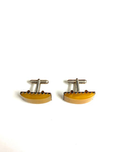 Sterling Silver and Amber Rectangle Cufflinks