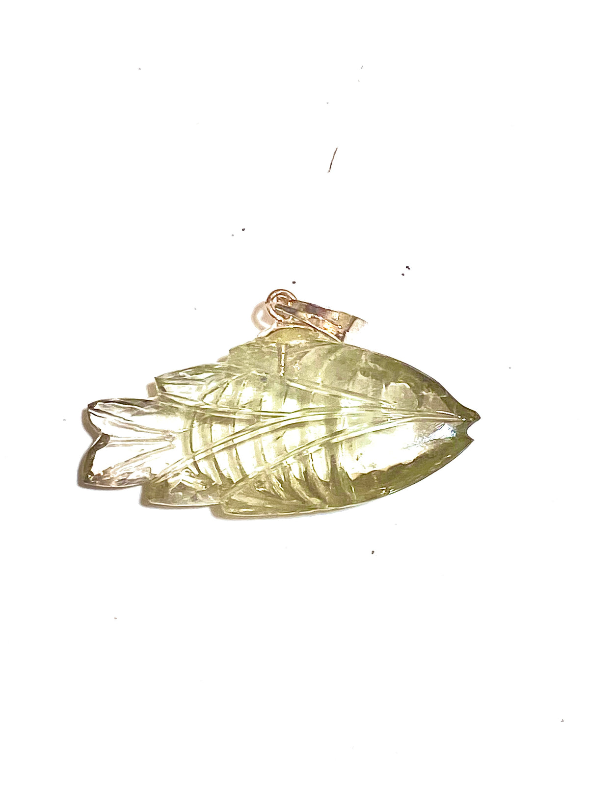 Hand-carved Fluorite fish pendant