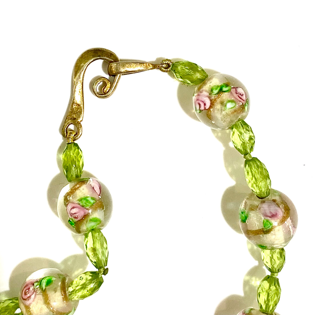 Italian Glass and Peridot Beaded Necklace