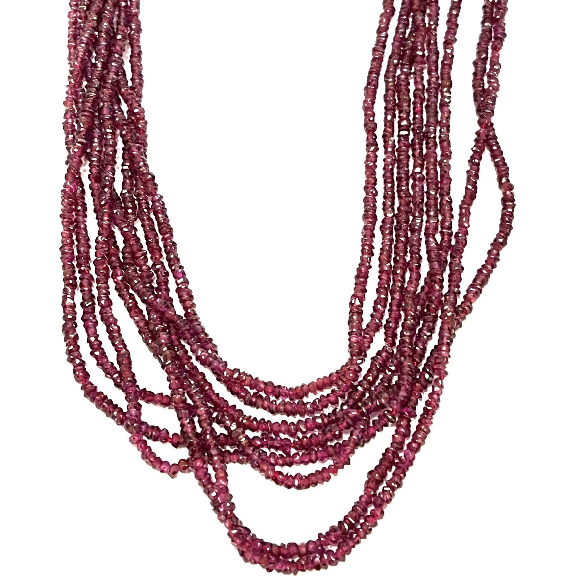 Faceted Garnet Multi-Strand Beaded Necklace
