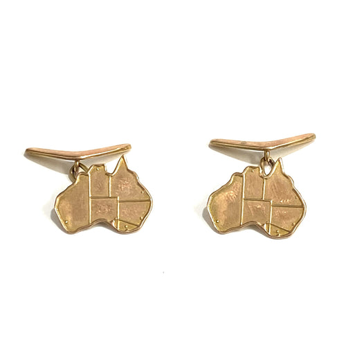 Vintage 9ct Rose Gold Australia Continent Cufflinks