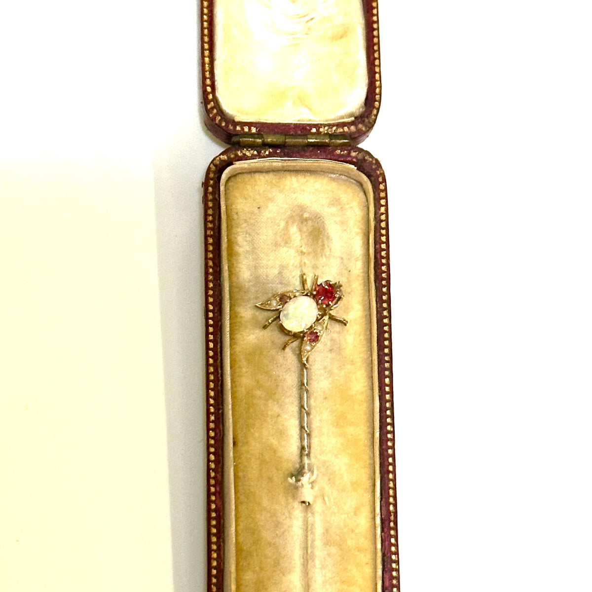 Antique Opal, Pink Tourmaline and Seed Pearl Hat Pin