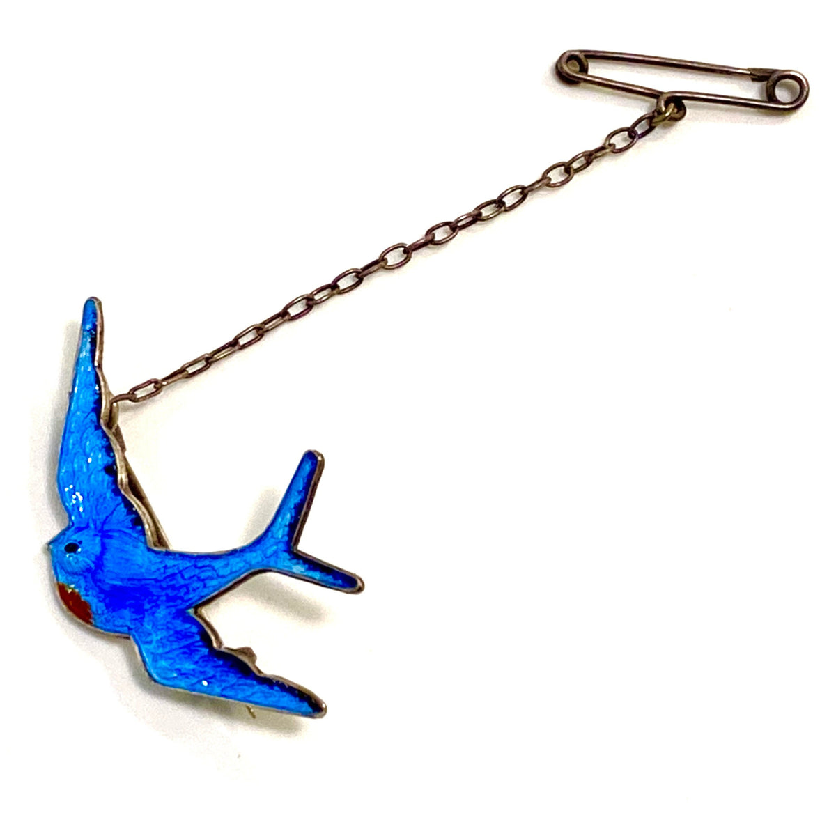 Sterling Silver Blue Enamel Blue Bird of Happiness