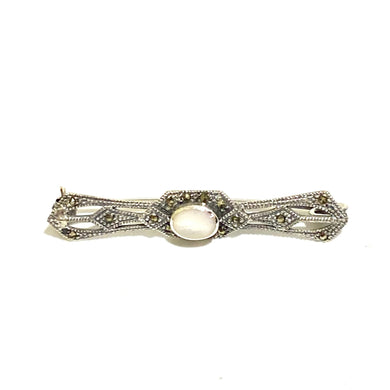 Sterling Silver Mother of Pearl Art Deco Style Brooch