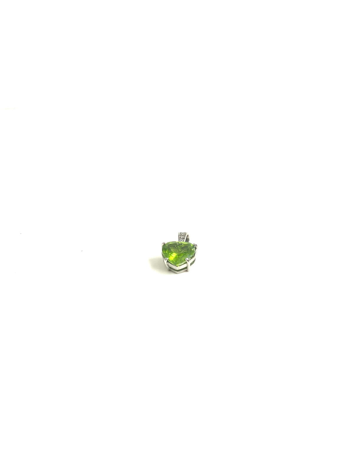 9ct White Gold Peridot and Diamond Heart Pendant