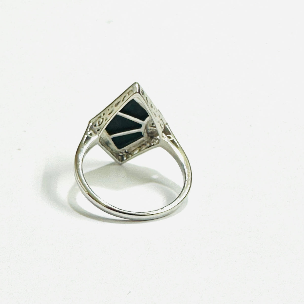 Sterling Silver Black Onyx and Diamond Ring