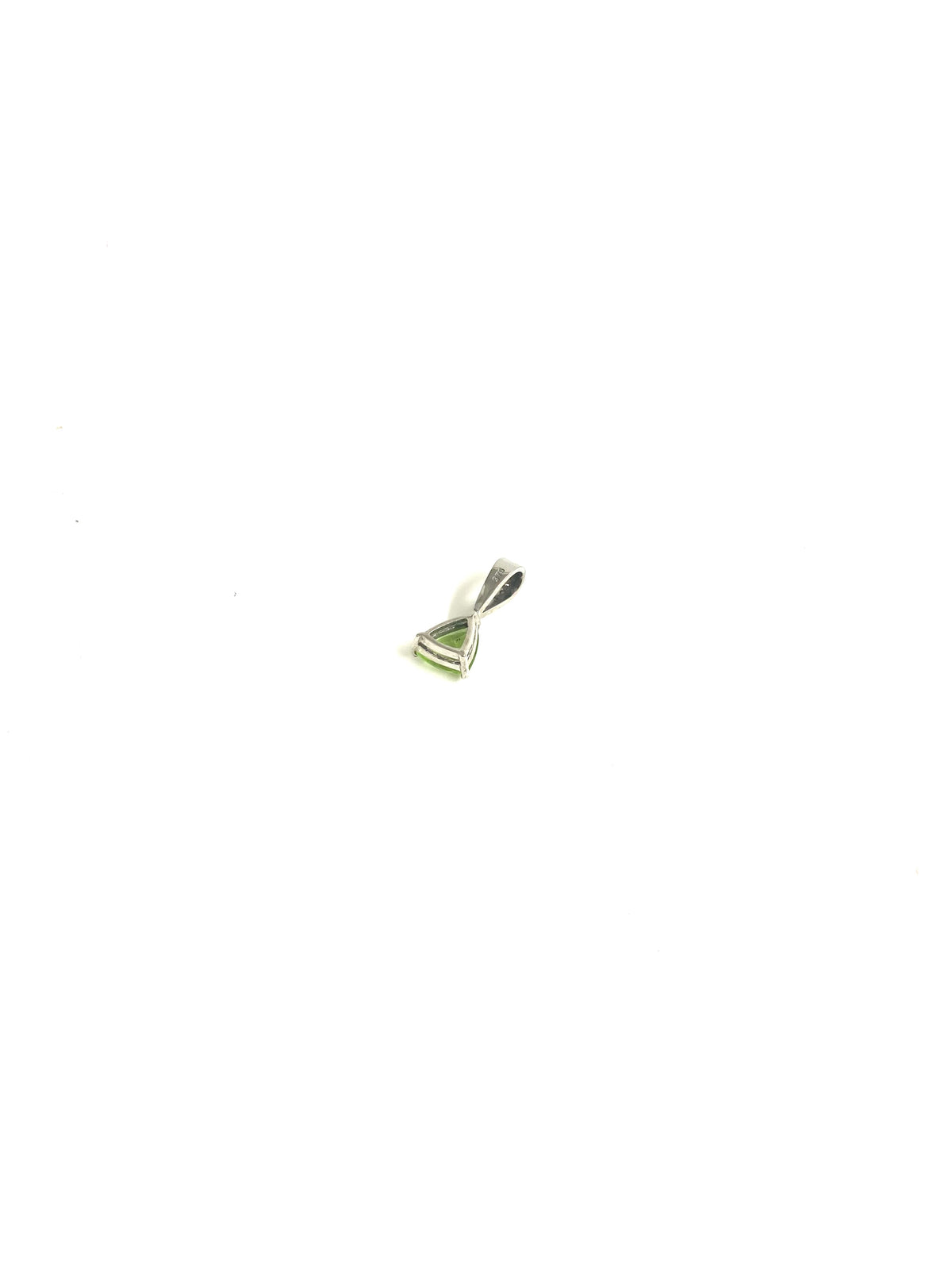 Triangle Peridot and Diamond 9ct White Gold Pendant
