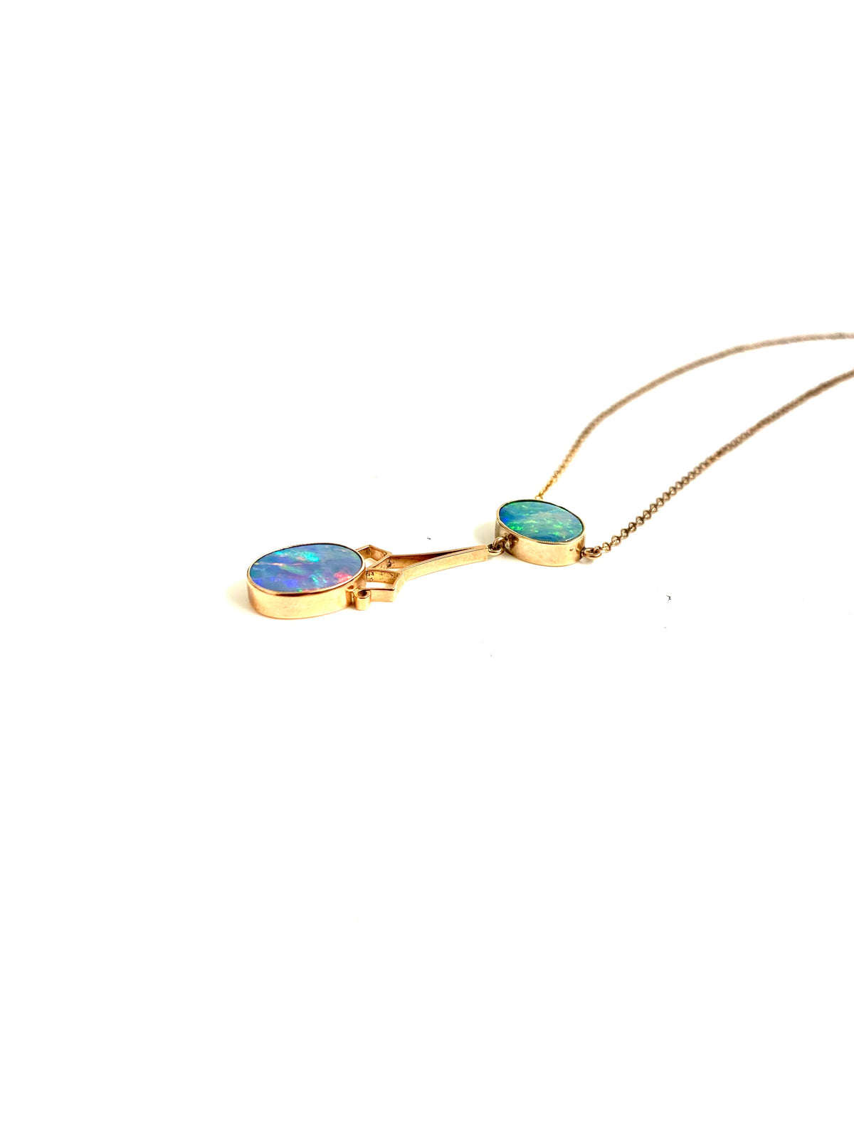 Solid Black Opal 9ct Gold Necklace