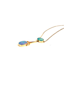 Solid Black Opal 9ct Gold Necklace