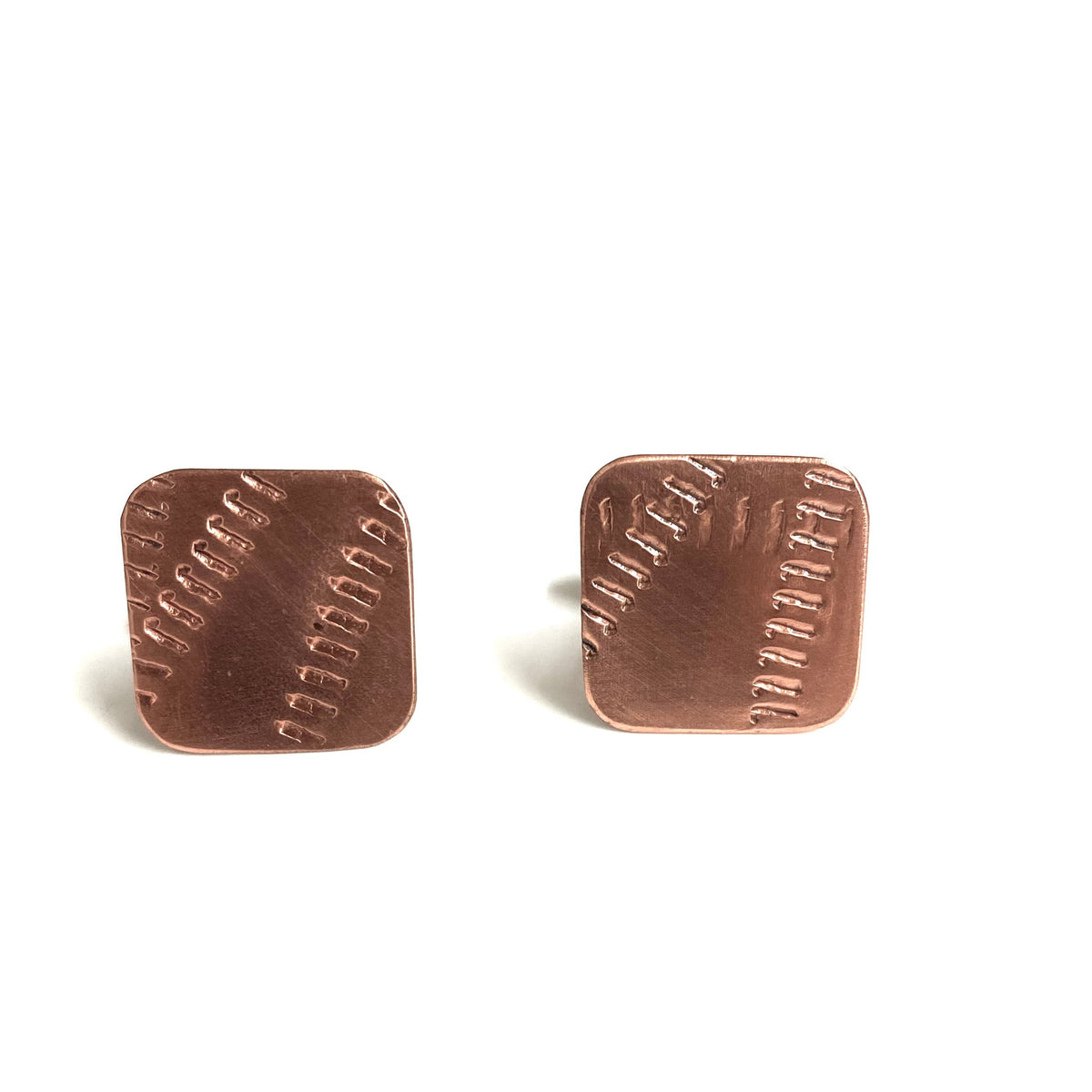 Copper Baseball Pattern Square Shaped Cufflinks