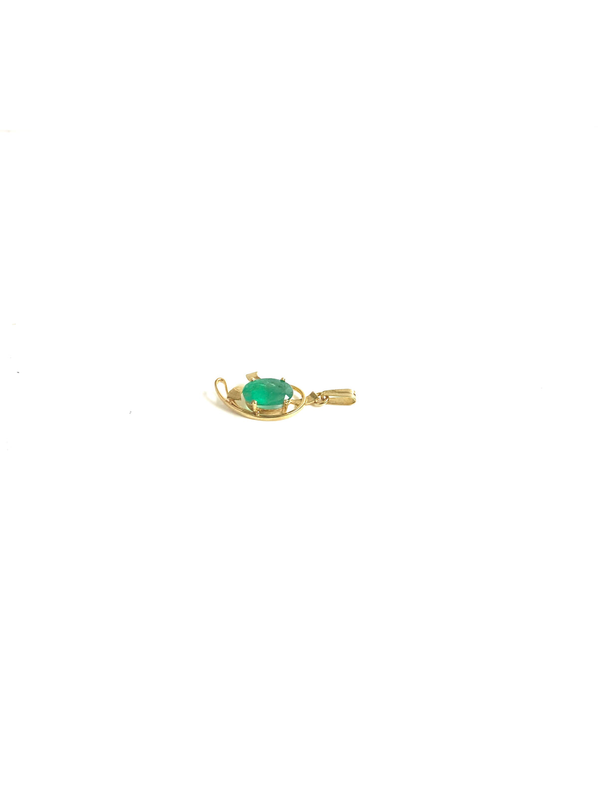 Sterling Silver Gold Plate Emerald Pendant