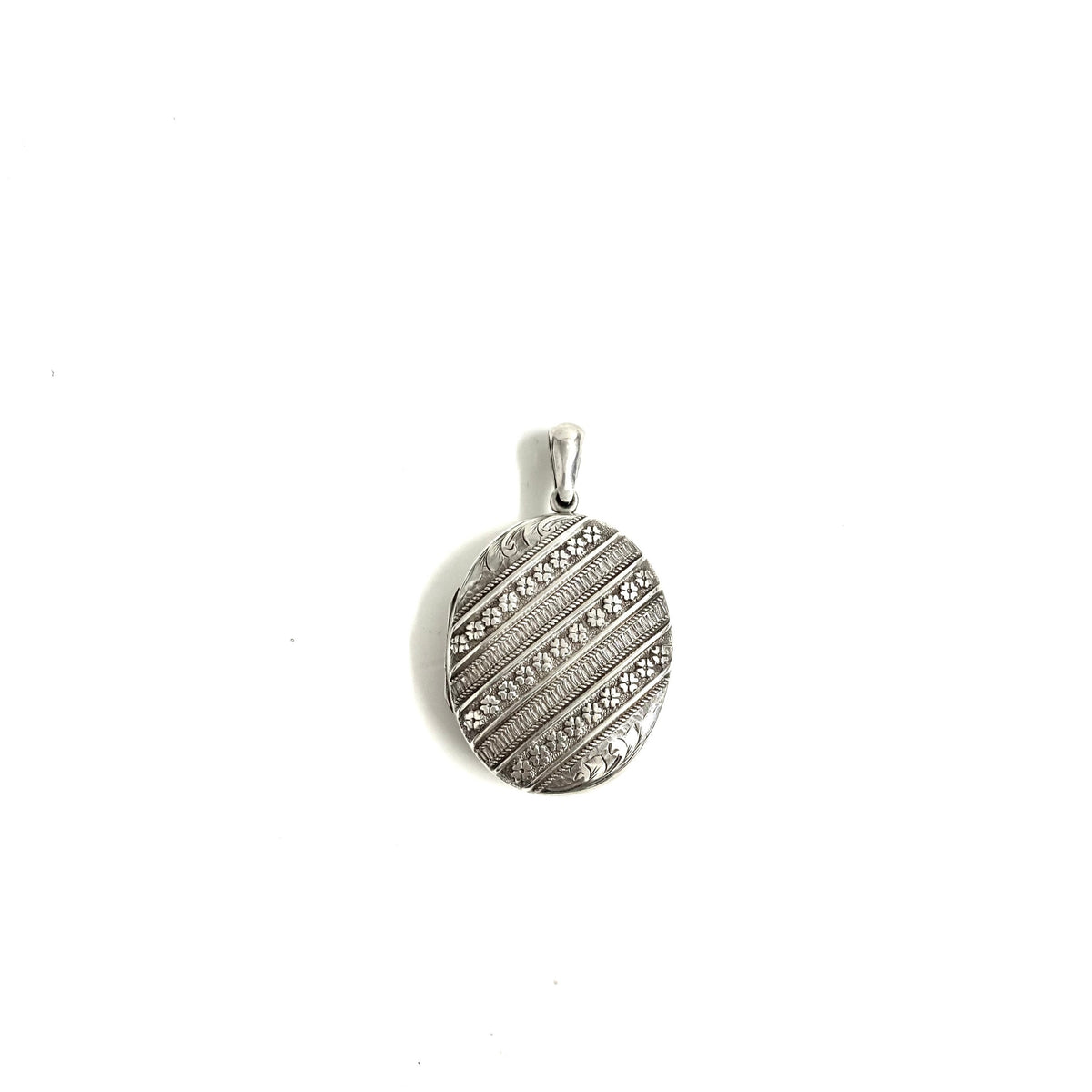 Antique Sterling Silver Floral Engraved Locket