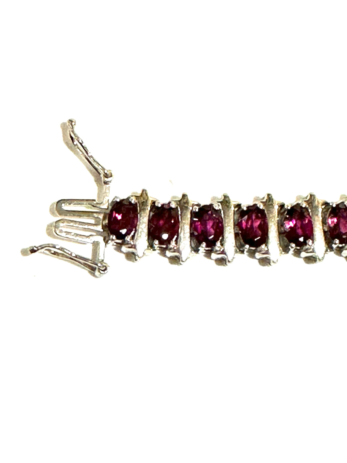 Sterling Silver Oval Faceted Garnet Bracelet
