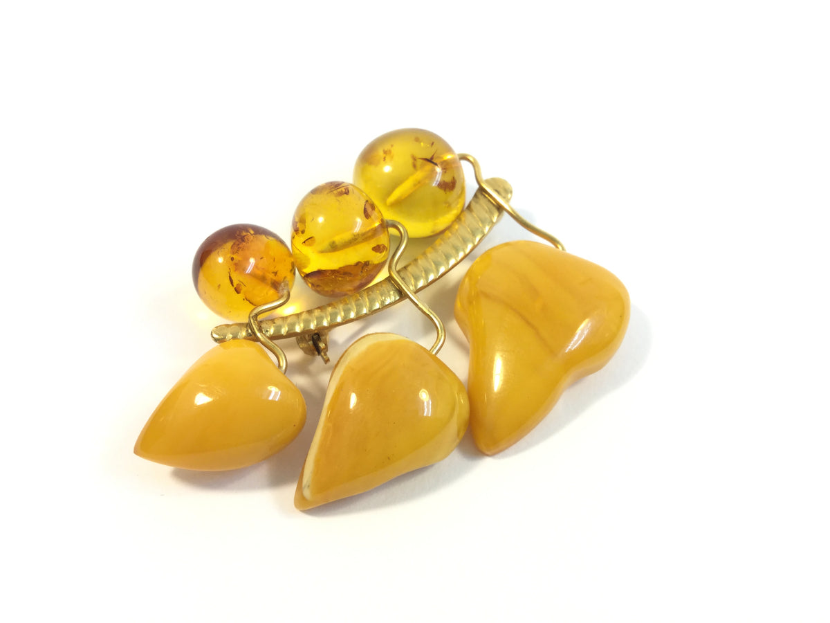 9ct Gold Amber Brooch