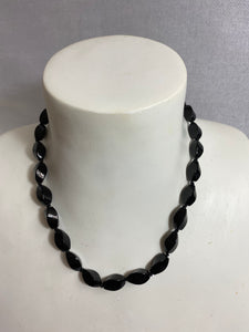 Black Onyx Twisted Cut Beaded Necklace