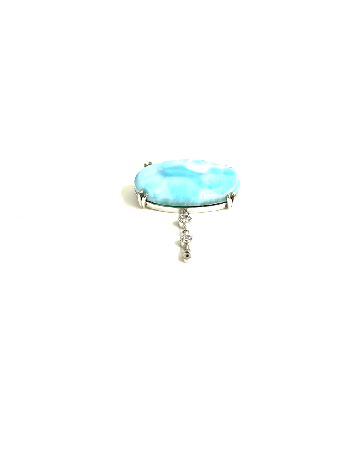 9ct Gold Larimar and Diamond Pendant