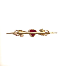 9ct Yellow Gold Paste and Seed Pearl Heart Brooch