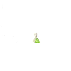 9ct White Gold Peridot and Diamond Triangle Pendant