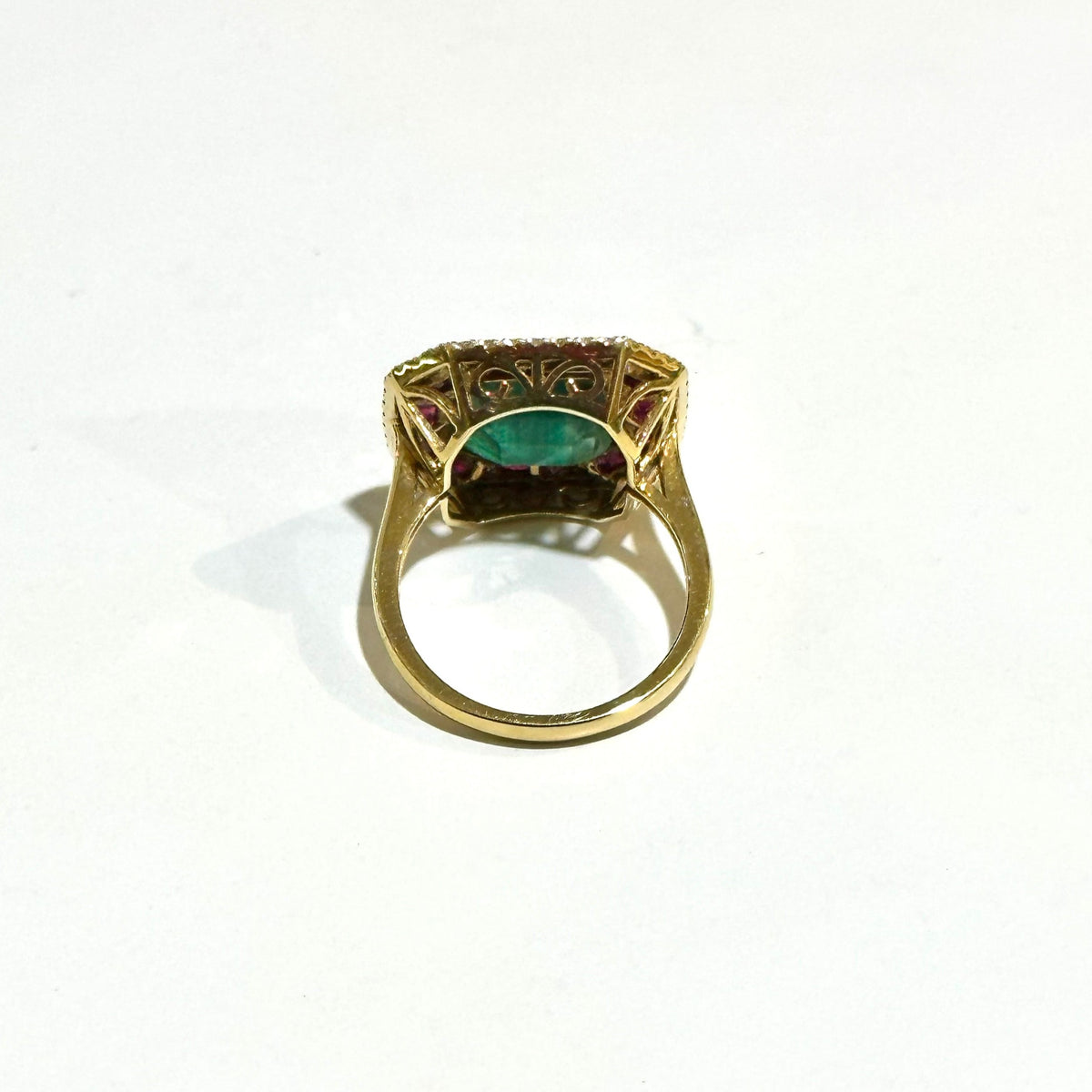 18ct Yellow Gold Diamond Ruby and Emerald Ring