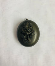 Victorian Vulcanite Locket Pendant with floral carvings