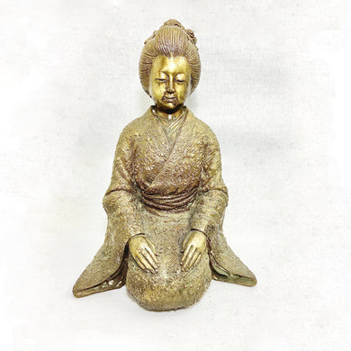 Antique Bronze Kneeling Geisha Statue