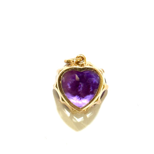 9ct Yellow Gold Heart Shaped Amethyst Pendant