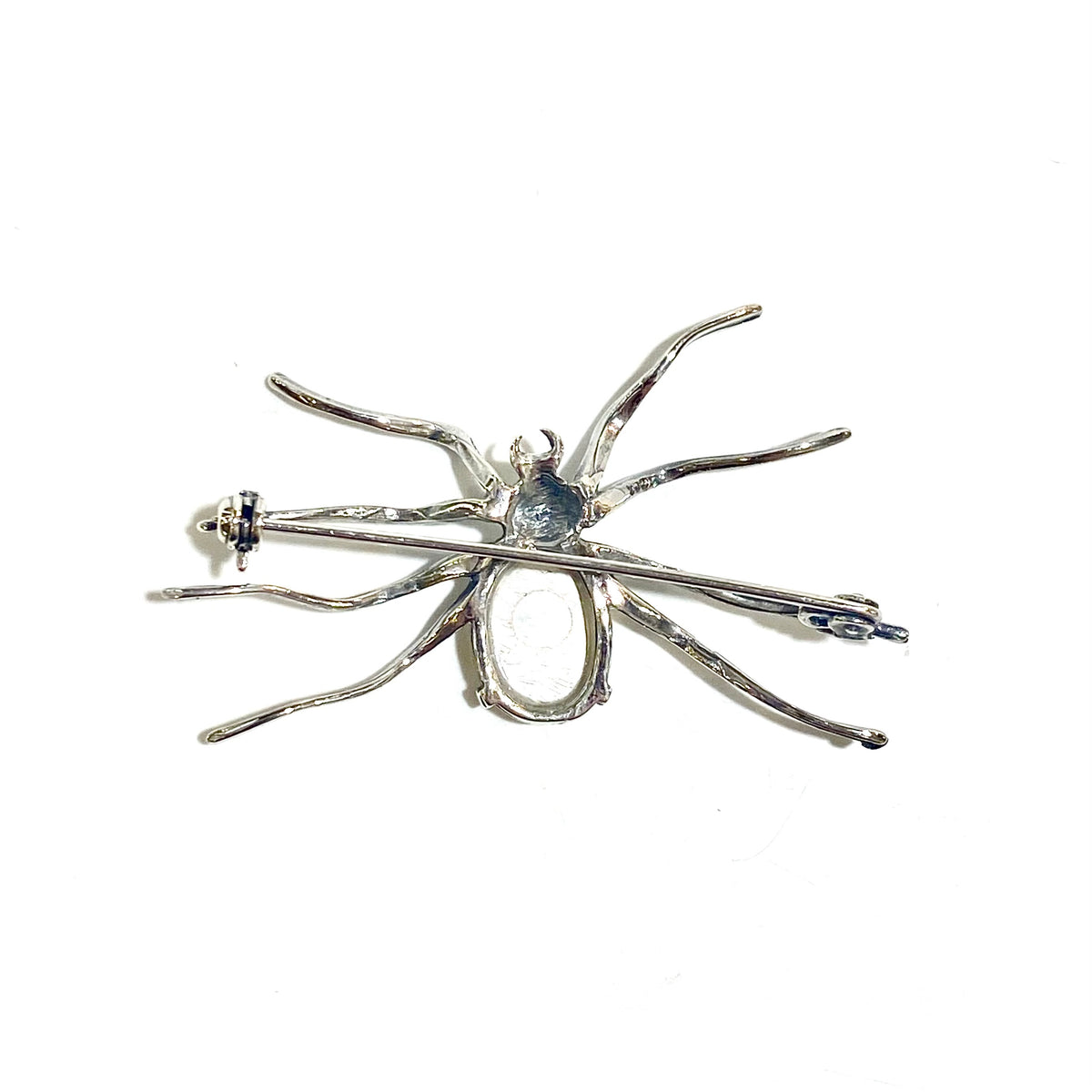 Sterling Silver Mother of Pearl and Marcasite Spider Brooch