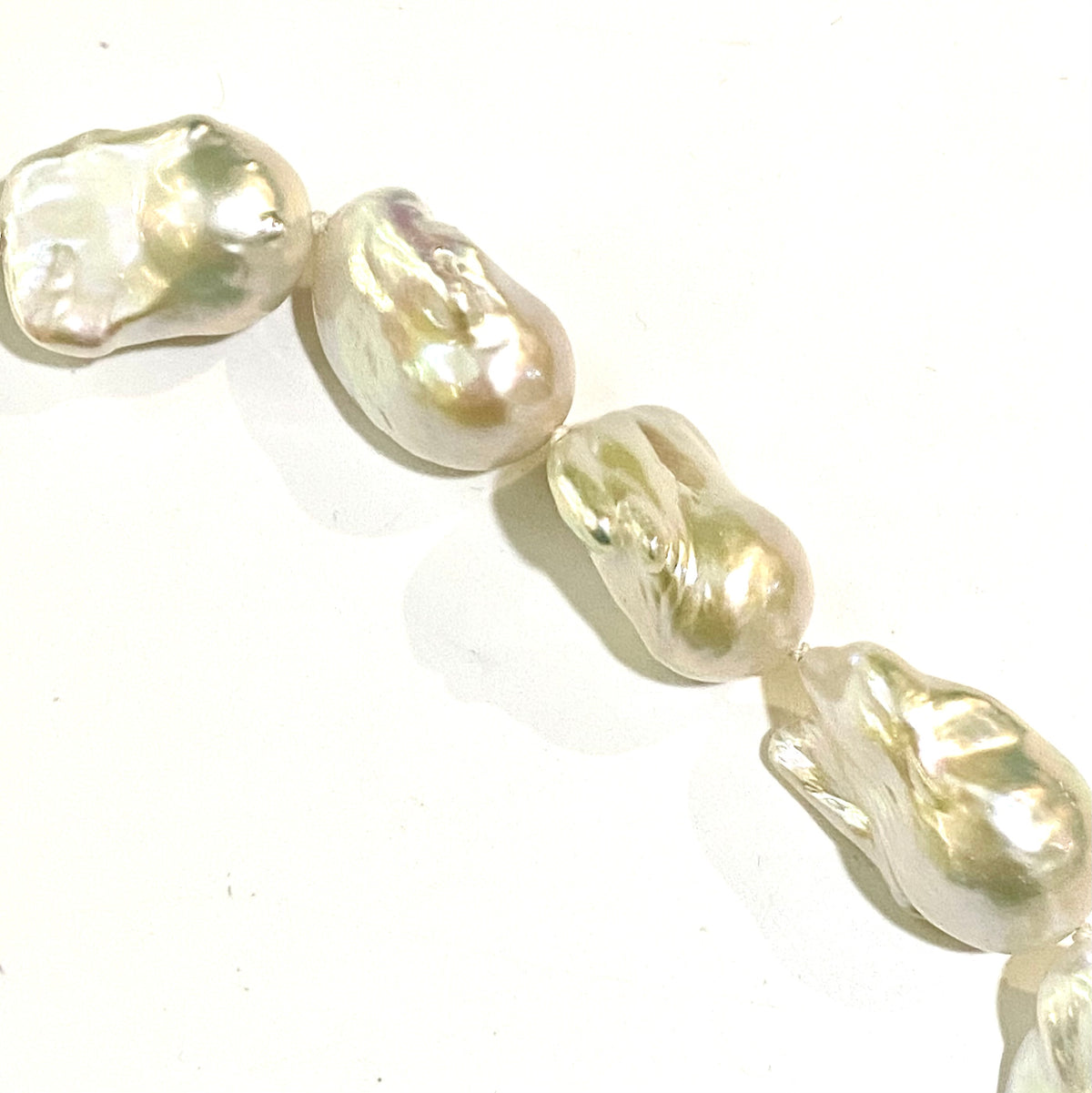 Sterling Silver Natural Baroque Pearl Beaded Necklace