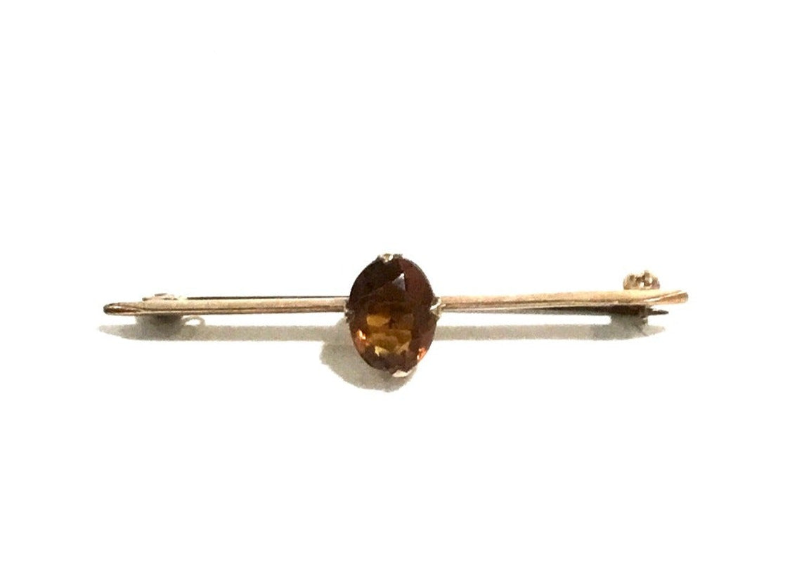 Oval Citrine Bar Brooch