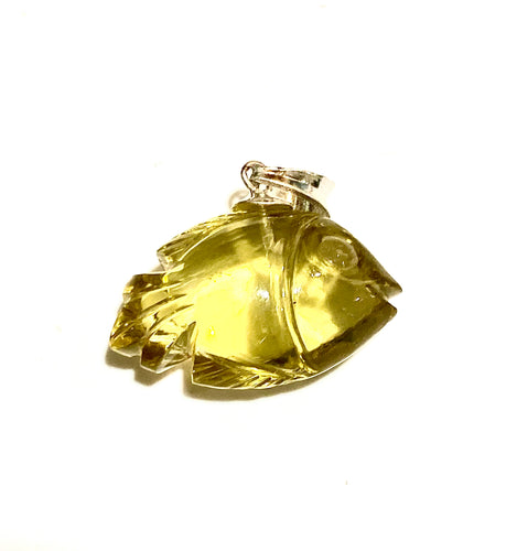 Hand-carved Citrine Fish Pendant