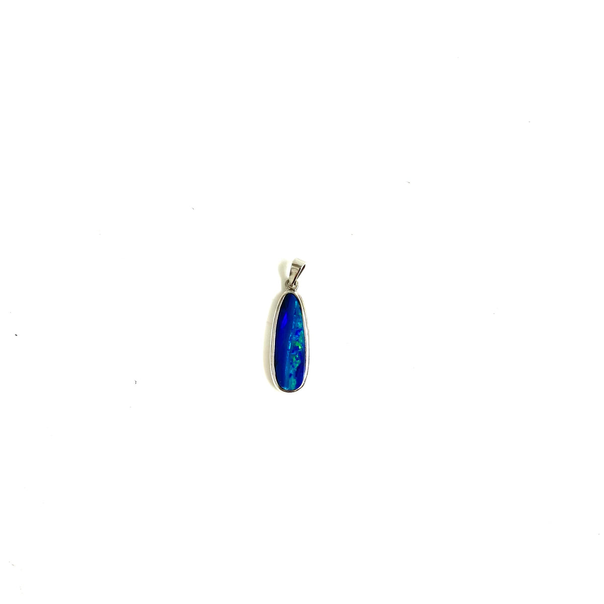 9ct White Gold Black Boulder Opal Pendant
