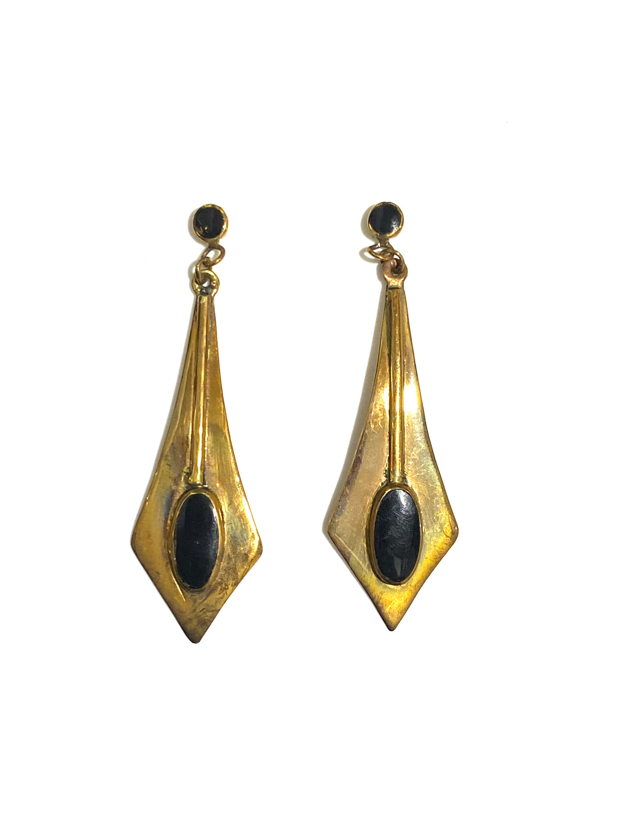 Art Deco Style Kite Shaped Enamel Drop Earrings