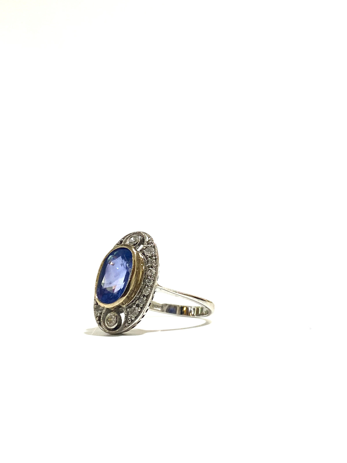 9ct White Gold Diamond and Sapphire Ring