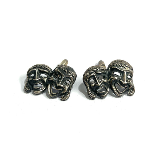 Sterling Silver Comedia Dell'arte Mask Cufflinks