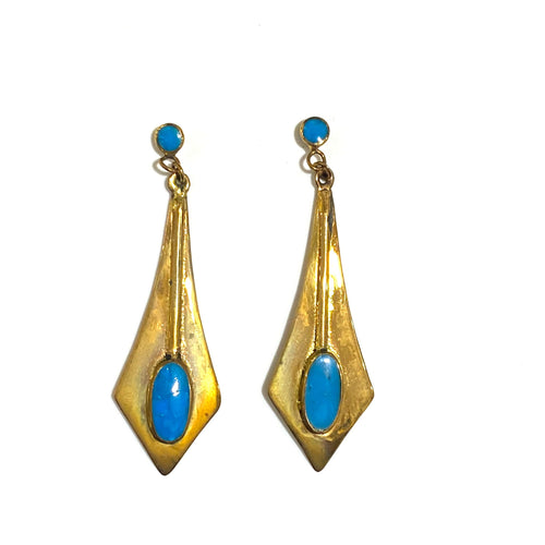 Art Deco Style Kite Shaped Enamel Drop Earrings