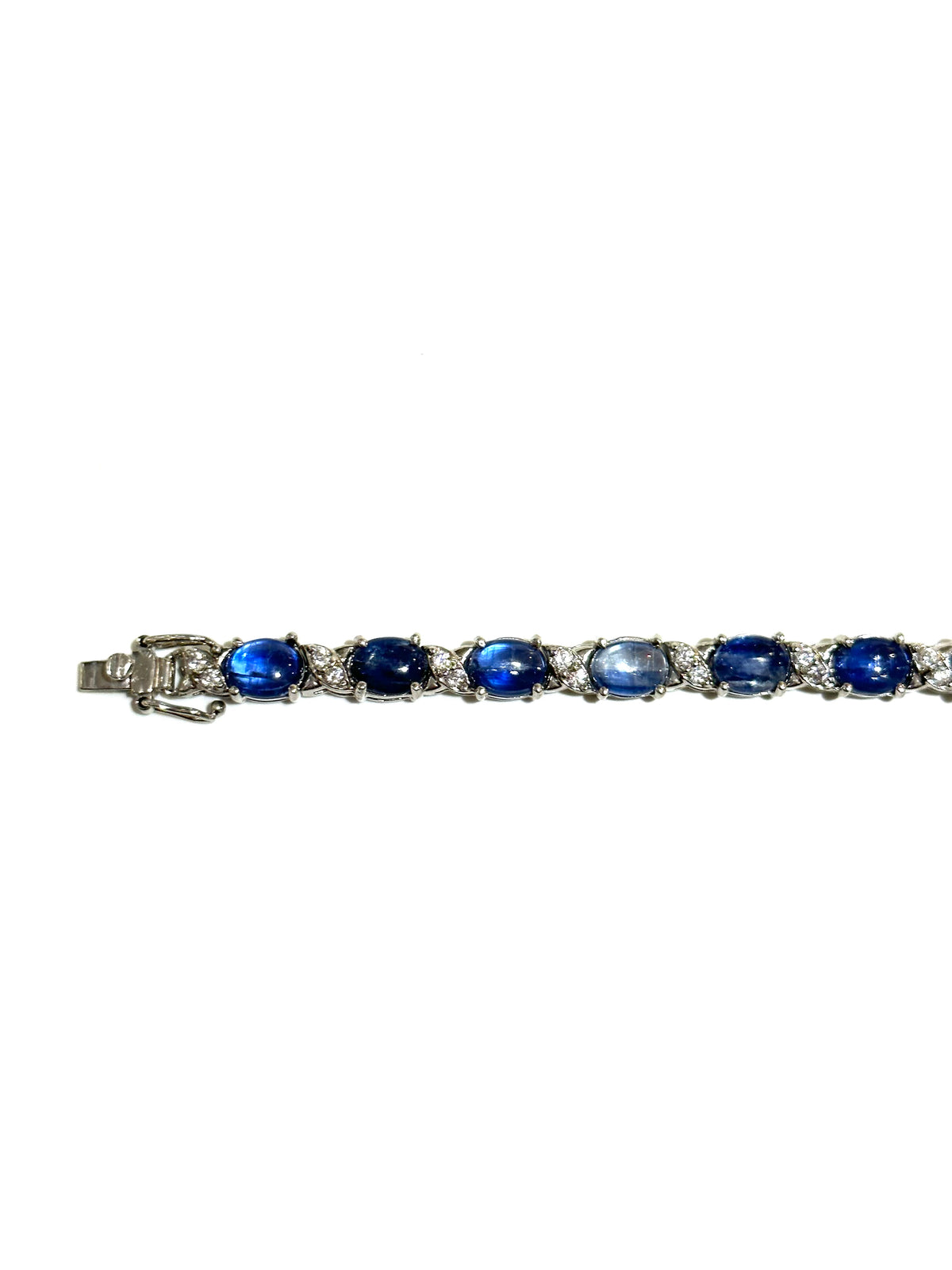Cabochon Kyanite and Cubic Zirconia Tennis Bracelet