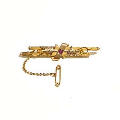 Antique 9ct Yellow Gold Paste Brooch