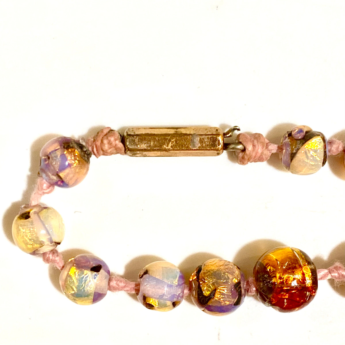 Venetian Glass Gold Foiled Beaded Necklace