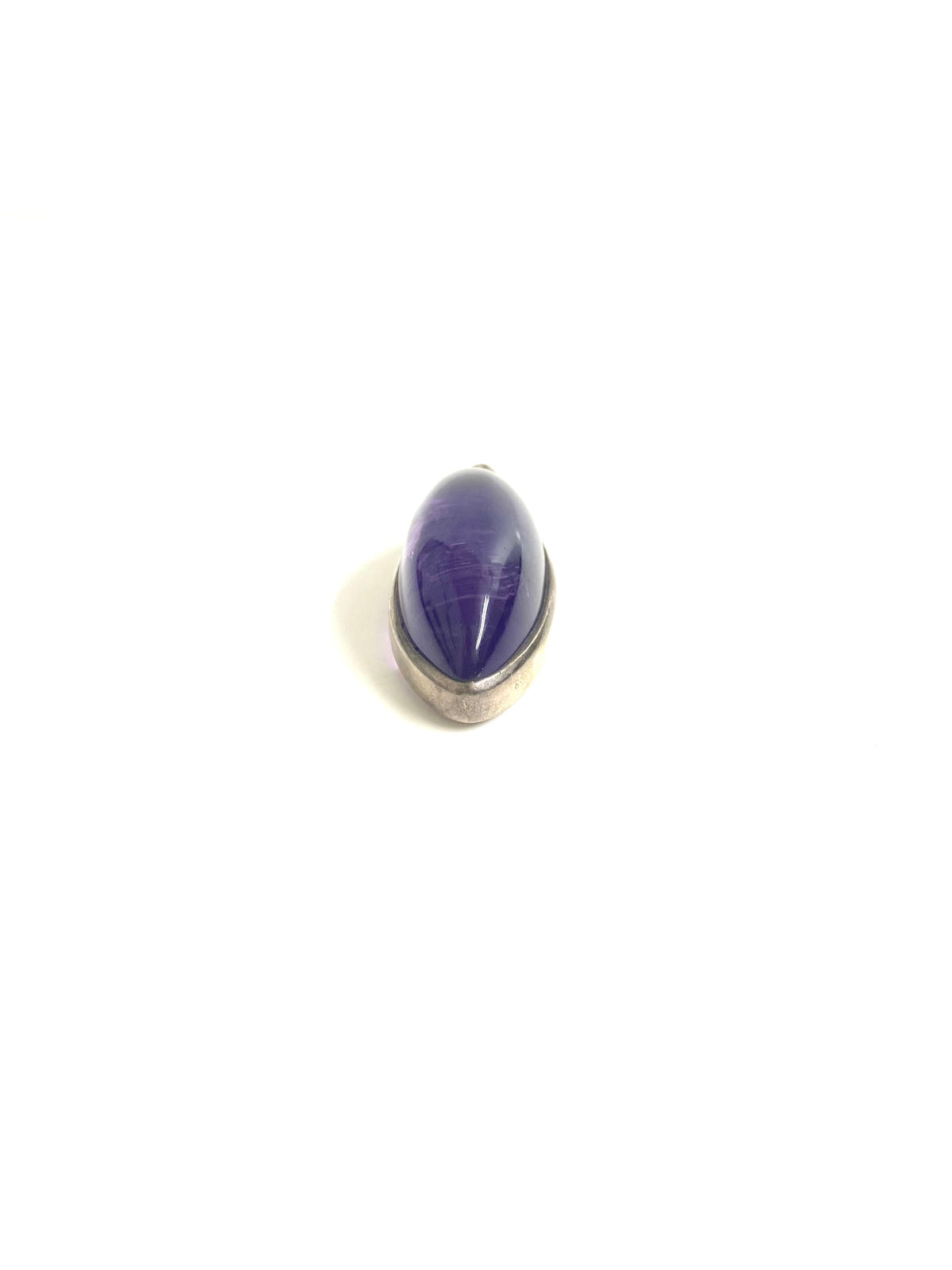 Sterling Silver Amethyst Long Oval Pendant